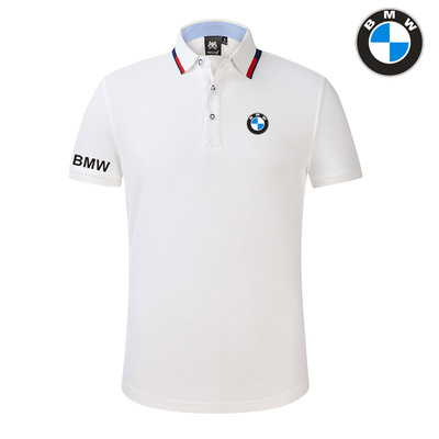 2022 Polo BMW Homme Logo sur la manche Droite Col Contrasté Coton Respirant